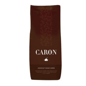 Ikg bag of Caron Hot Chocolate powder, in brown packet with Caron logo.