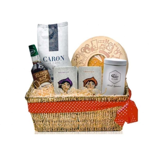 Hamper with tea, coffee and biscuits